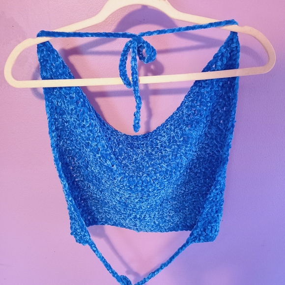 Blue Crochet Women's Top - Picture 2 of 2